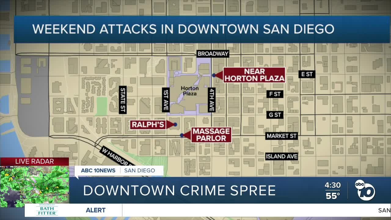 Man accused of carrying out a string of attacks in Downtown San Diego