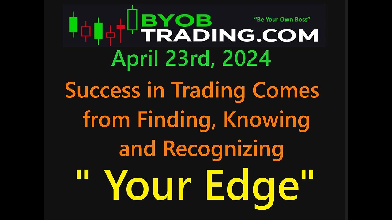 April 23rd, 2024 BYOB Success in Trading comes from Finding, Knowing and Recognizing "Your Edge"