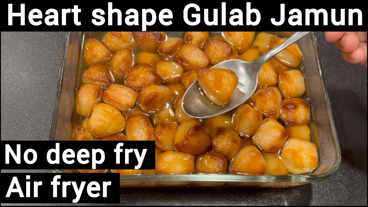 Heart Shape Gulab Jamuns in Air fryer | Gulab Jamun Heart Cake | No deep fry | Very less effort