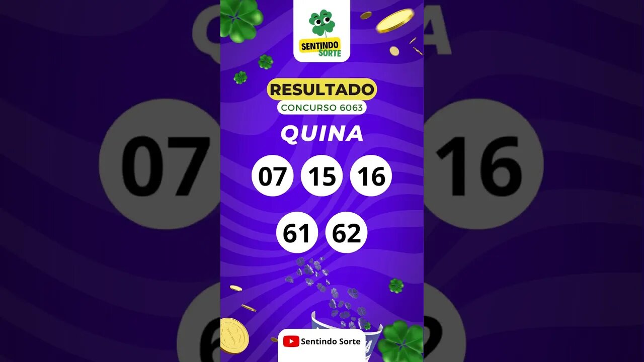 🍀 Resultado QUINA 6063 | Sentindo Sorte #shorts