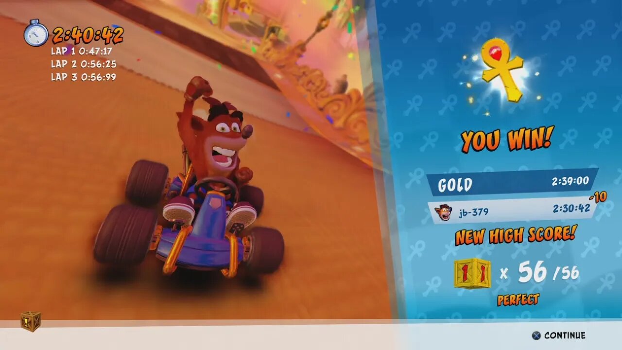 Crash™ Team Racing Nitro-Fueled (PS4) - Adventure Mode (Easy) - Relic Race - Hot Air Skyway