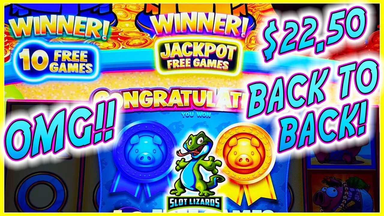 BACK TO BACK $22.50 SPIN BONUSES!!! Rich Little Piggies Hog Wild Slot!