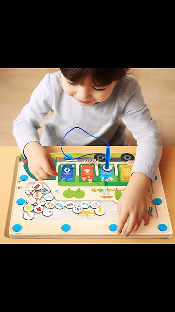 Children Animal Magnetic Maze Toy Montessori Kids Wooden Puzzle Game