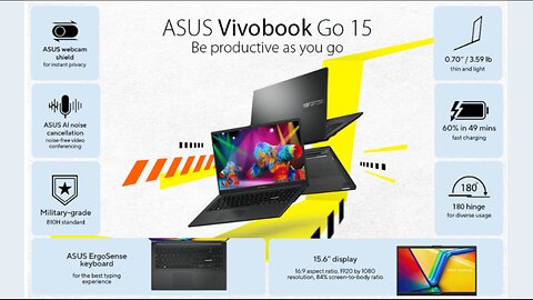 ASUS Vivobook Go 15.6” FHD Slim Laptop