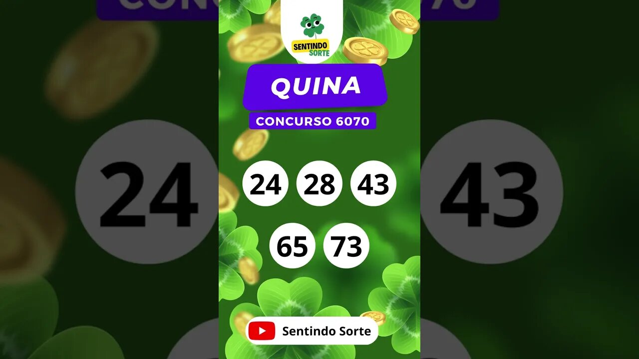 🍀 Resultado QUINA 6070 | Sentindo Sorte #shorts