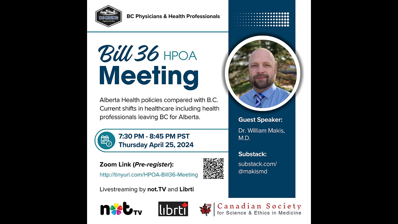 BC Physicians & Health Professionals HPOA (Bill 36) Meeting - Dr. William Makis - Apr 25, 2024