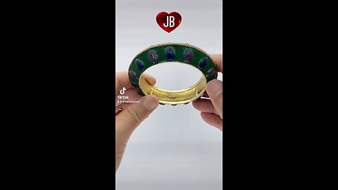 Green Enamel Bangle Plum Navy Accents at jewelrybubble.com
