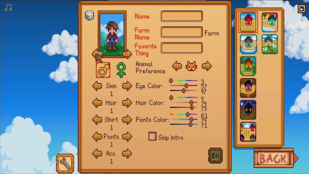 Get To Know Yourself - Stardew Valley Character Creation Screen