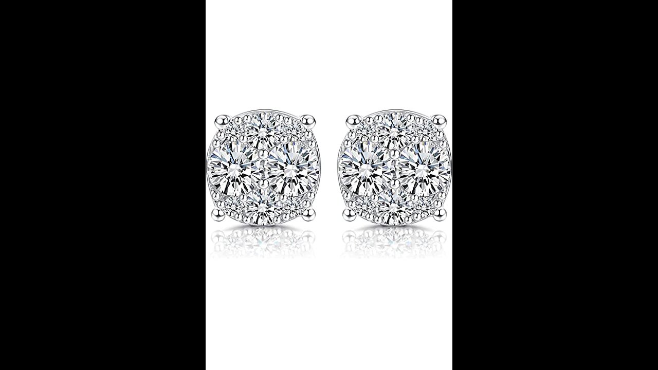 Amazon Collection Sterling Silver Diamond Round Stud Earrings (12 cttw)