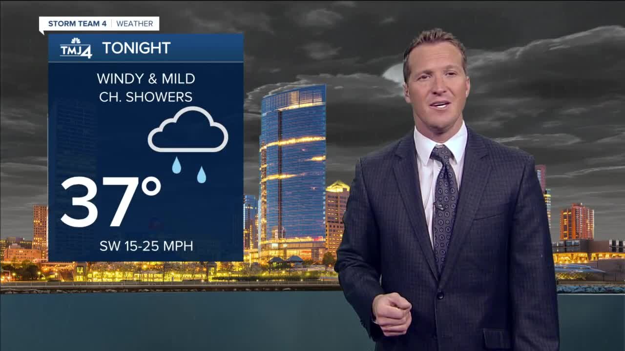 Scattered rain showers and gusty winds Monday night