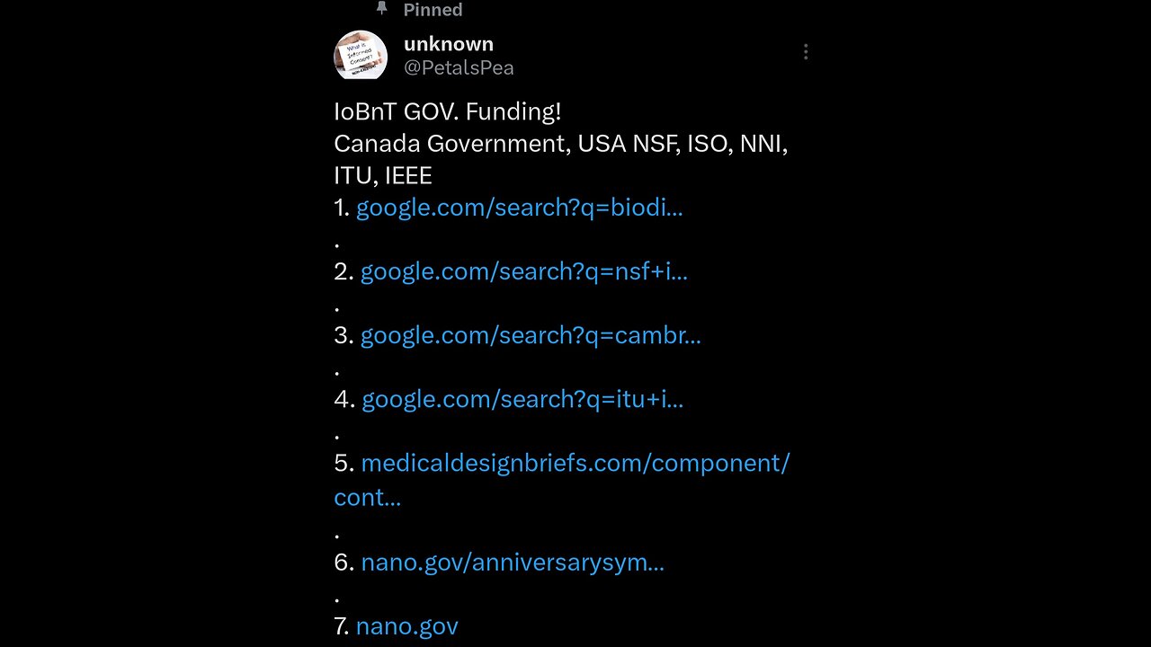 IoBnT GOV. Funding! Canada Government, USA NSF, ISO, NNI, ITU, IEEE