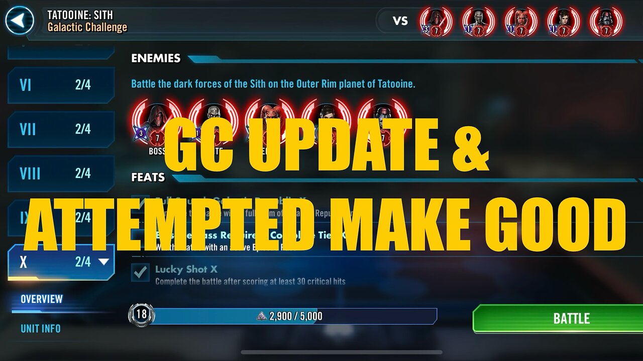 Galactic Challenge Update & *Attempted* Make Good (Regarding Recent Game Downgrade)