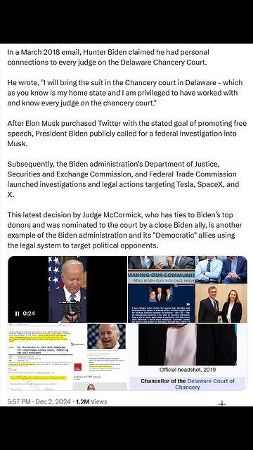 JUST IN: Delaware activist judge Kathaleen McCormick declines to reinstate Elon Musk's...