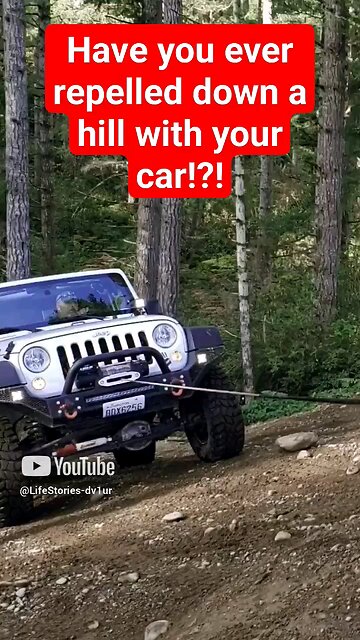 We're rappelling down a hill with our car!🌲🚙🔥🌲