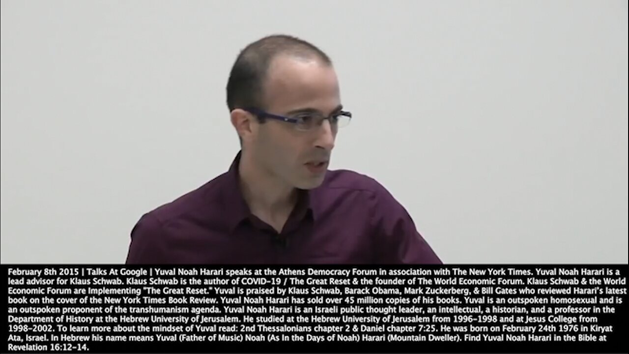 Yuval Noah Harari | "If You Want to Make Decisions About Your Life And You Have Two Potential Sources of Authority, The Bible or Your Own Feelings, Biologists Will Tell You Go With Your Feelings." - February 8th 2015