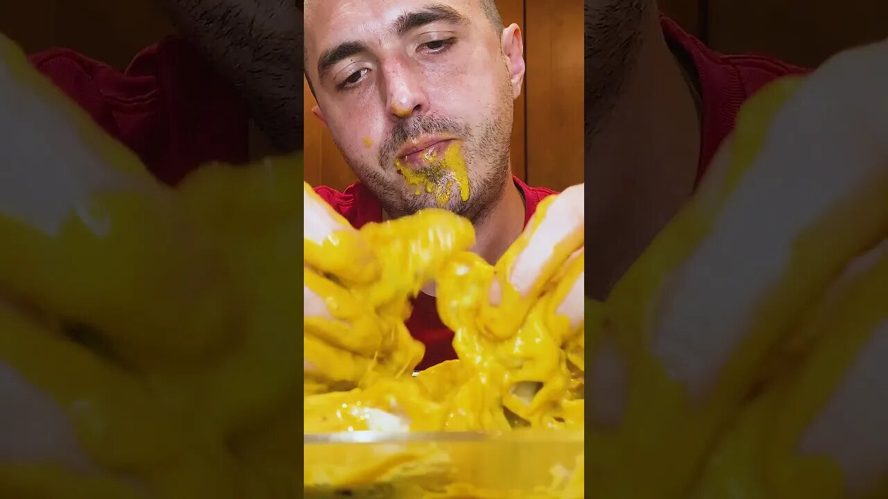 MESSY ASMR MUKBANG CHEESE SAUCE DUMPLINGS #shorts