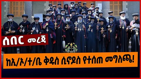 ከኢትዮጵያ ኦርቶዶክስ ተዋህዶ ቤተክርስትያን ቅዱስ ሲኖዶስ የተሰጠ መግለጫ❗️ | EOTC