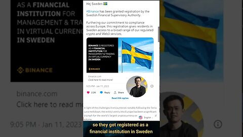Binance 7th approval in Europe #crypto #bitcoin #binance #europe #sweden #blockchain #technology