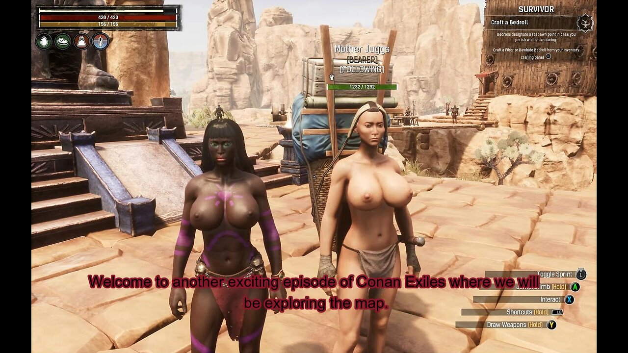 Conan Exiles, exploring the map, Bouncing, Busty, Boobs, Breast Expansion