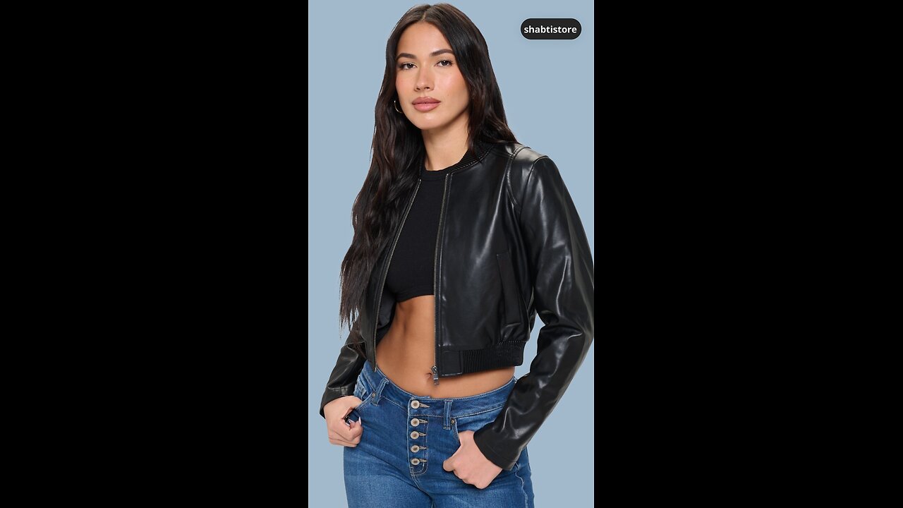 HOT🔥Coalition LA Zip Up Cropped Bomber Jacket