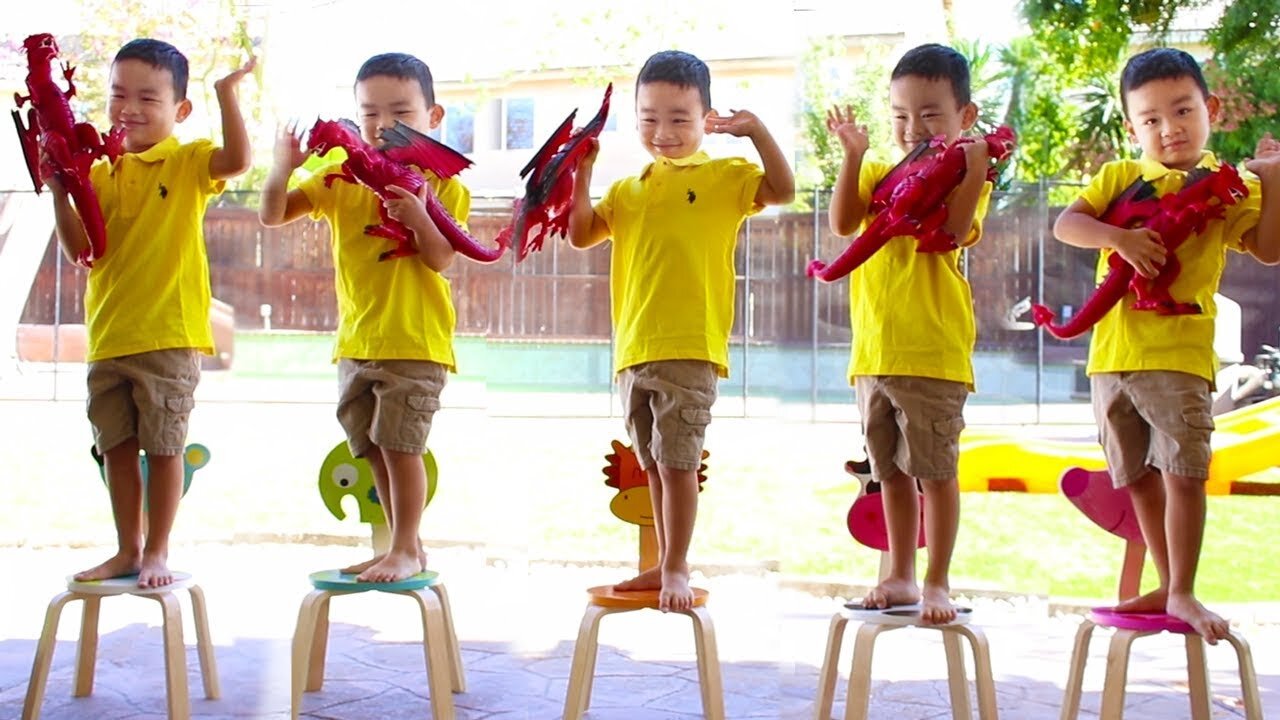 Five Little Boys Jumping on The Bed Nursery Rhyme Song