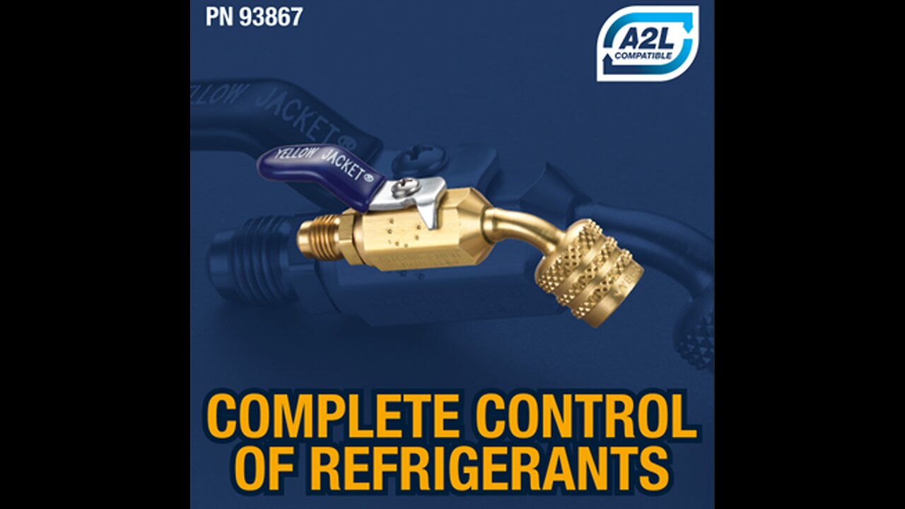 Have complete control over A2L refrigerants with the YELLOW JACKET® A2L Ball Valve Adapter PN 93867