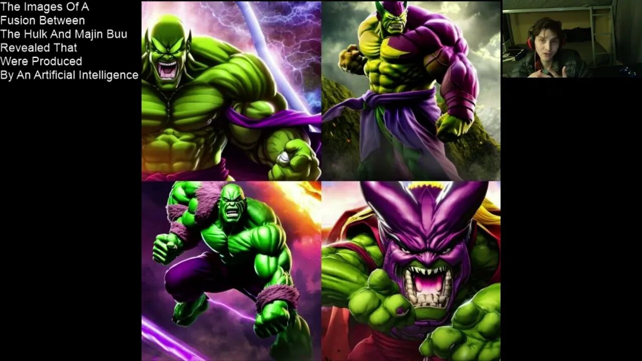 The Images Of A Fusion Between The Hulk And Majin Buu From The DBZ Series That Were Generated By AI