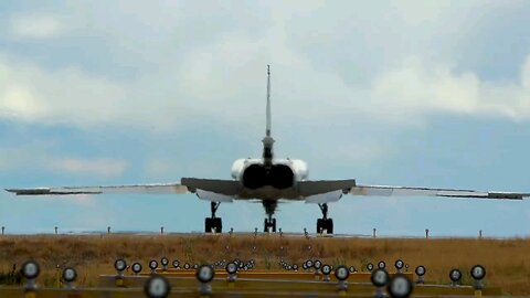 The spectacular take-off of a supersonic bomber Tupolev Tu-22M3 "Backfire".