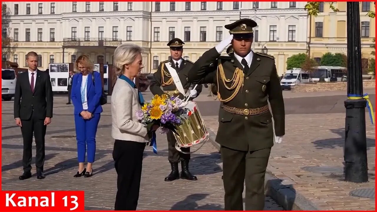 EU president visits memorial wall and emergency services in Kyiv