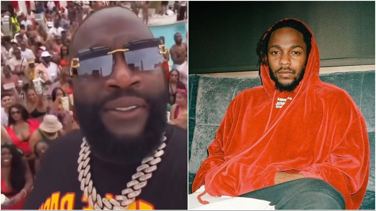 Rick Ross plays Kendrick Lamar's diss song "Not Like Us" aimed at Drake during a pool party