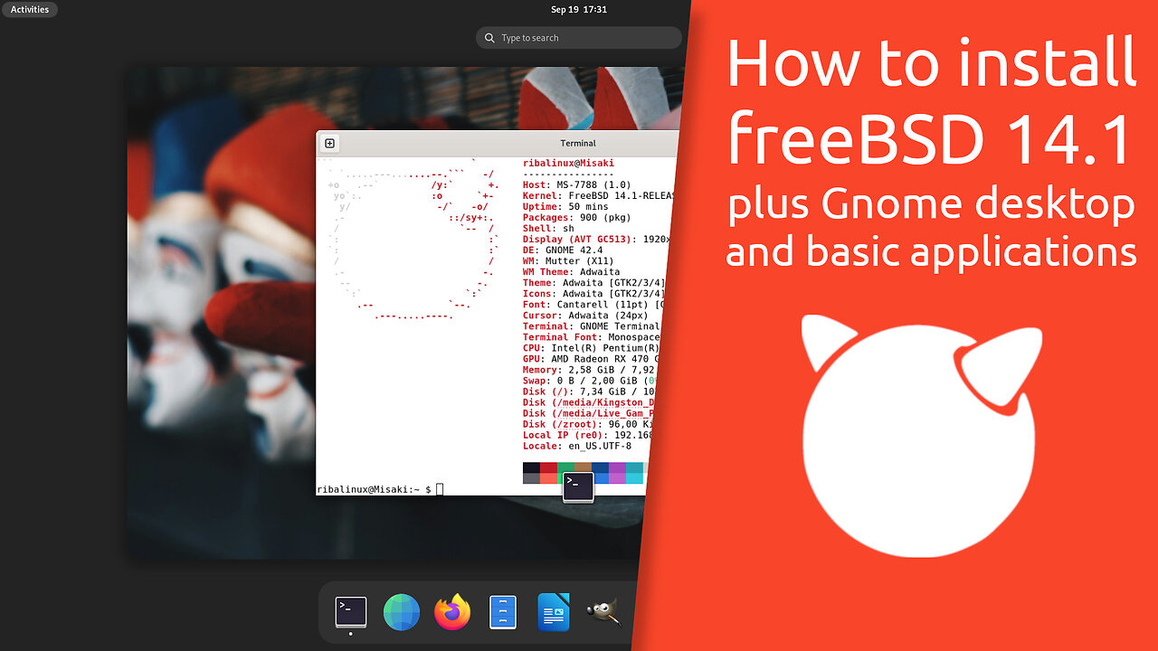 How to install freeBSD 14.1 plus Gnome desktop and basic applications