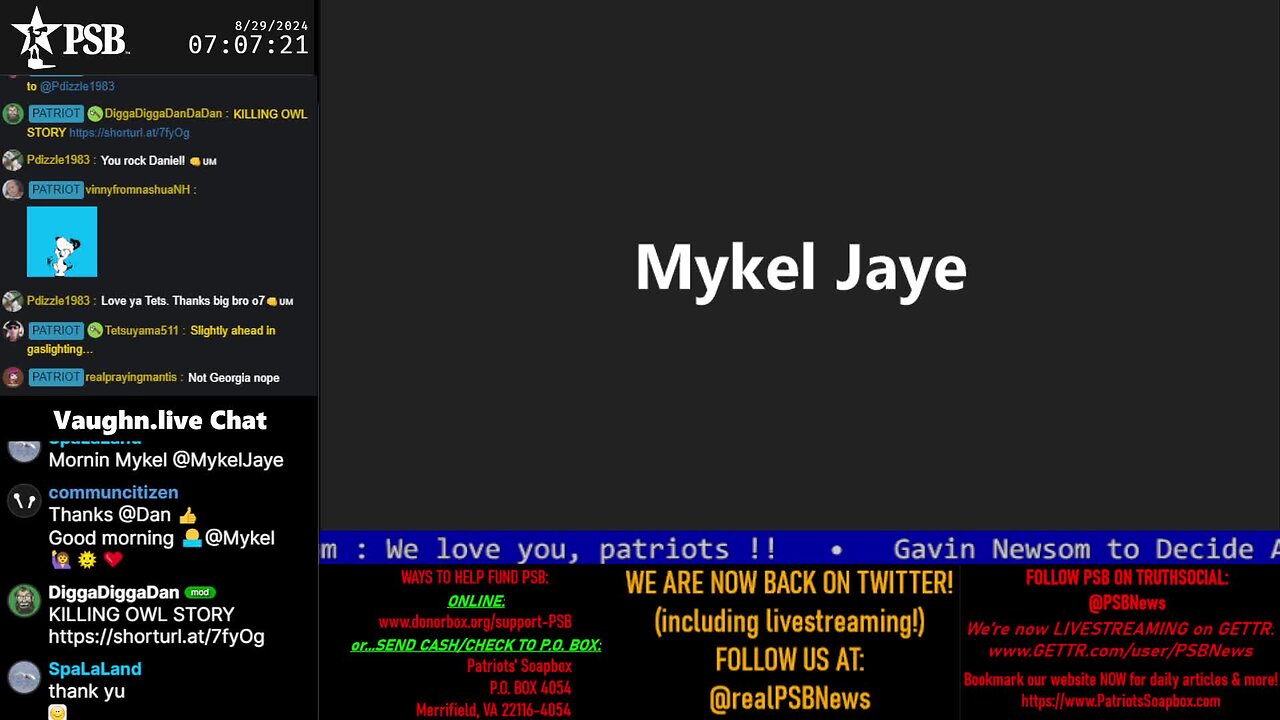 2024-08-29 07:00 EDT - Patriots Soapbox AM: with MykelJaye