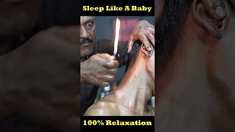 Massage With Fire And Ear Finger By Big Eyes Barber ASMR #shorts