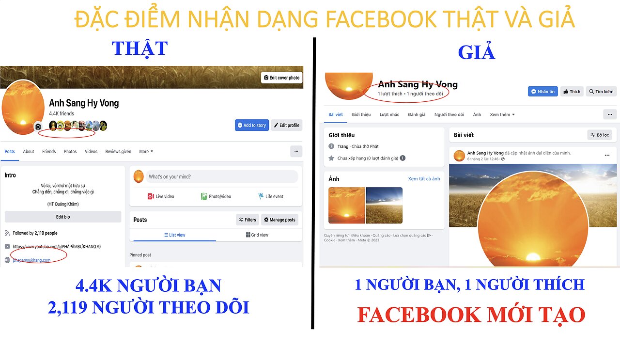 FACEBOOK ANH SANG HY VONG BỊ GIẢ MẠO VÀ VU KHỐNG