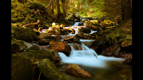 MOUNTAIN STREAM (Dark Screen) Ten Hours Relaxing Sound for Sleep and Meditation - version two