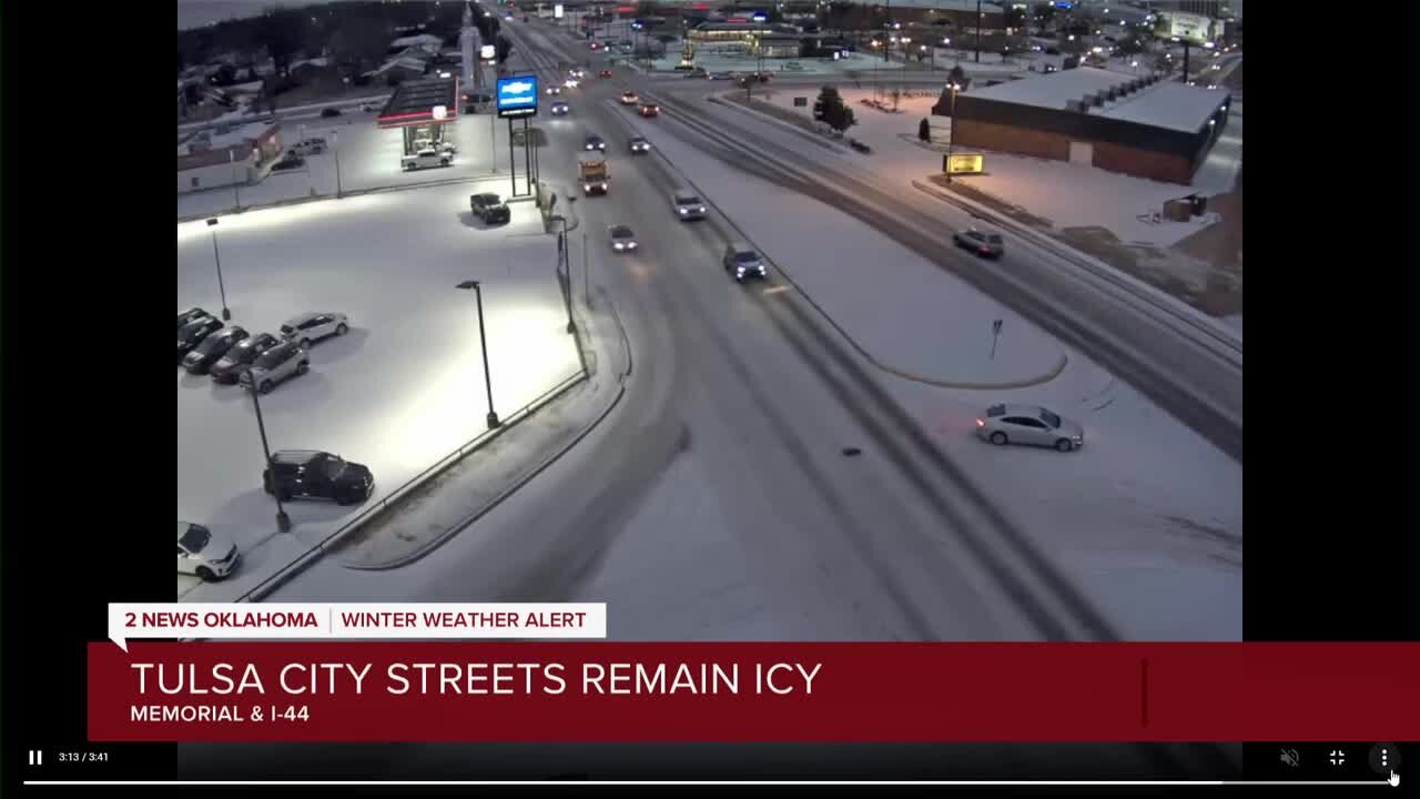 Sleet storm leaves behind icy conditions in Tulsa area