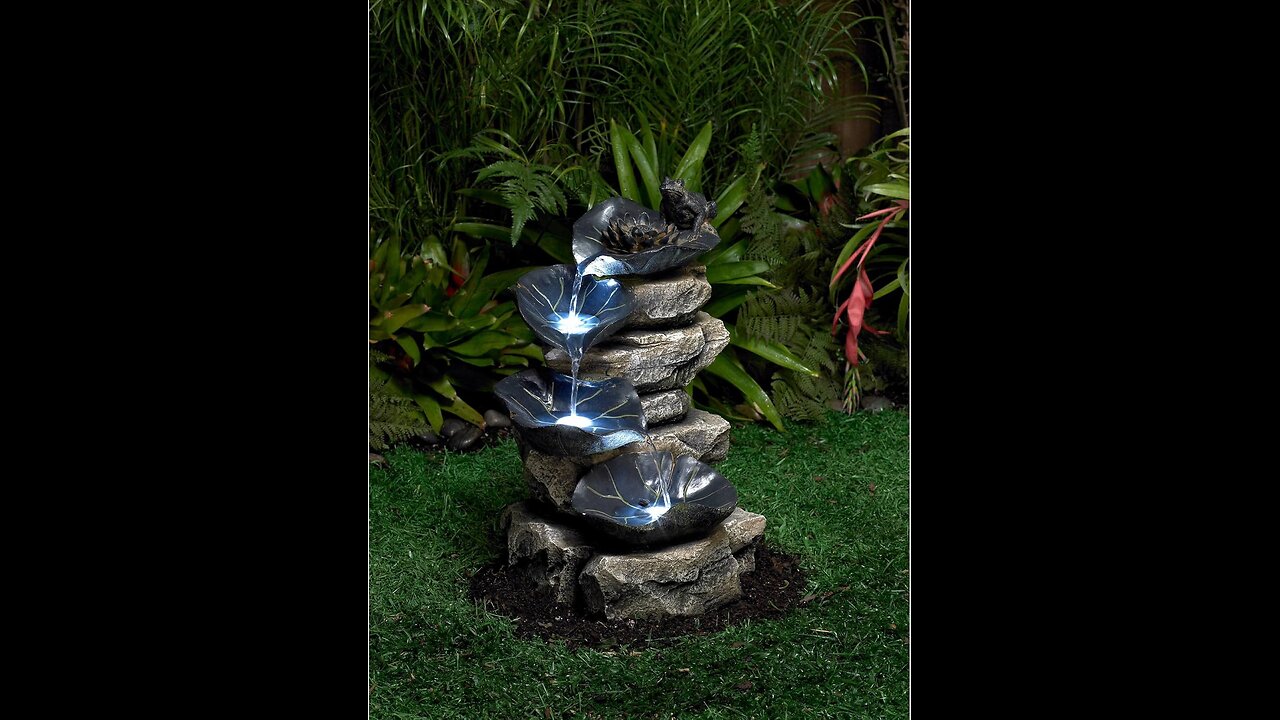 Charming Frog & Lily Pad Outdoor Fountain with LED Lights 🌿🐸💧✨