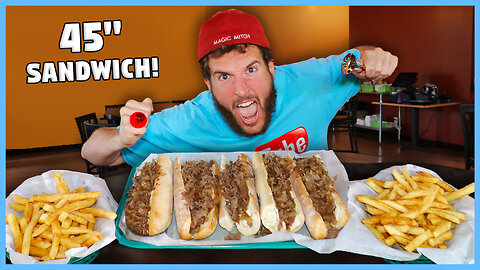 EPIC 45" Philly Cheesesteak Sandwich Challenge (vs Randy Santel)