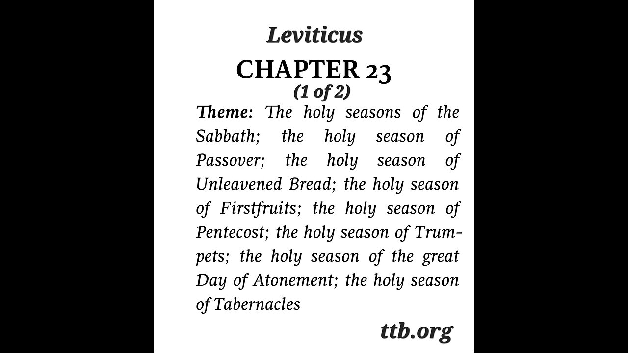 Leviticus Chapter 23 (Bible Study) (1 of 2)