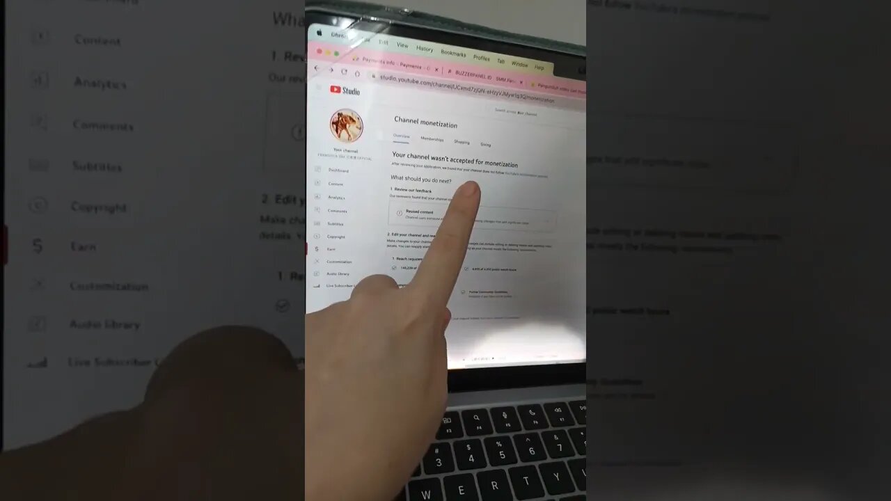 YOUR CHANNEL WASNT ACCEPTED MONETIZATION