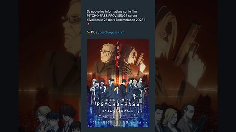 le film PSYCHO-PASS PROVIDENCE seront révélées le 25 mars à AnimeJapan 2023 !