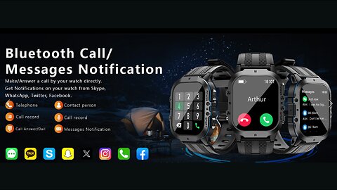 OUKITEL BT20 Military Smart Watch for Men Fitness Tracker Smart Watches for Android Phones