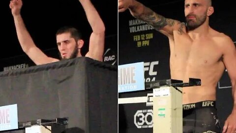 In pounds, Alex Volkanovski measures 154.5.When Makhachev fought Volkanovski, he hit 155 pounds.