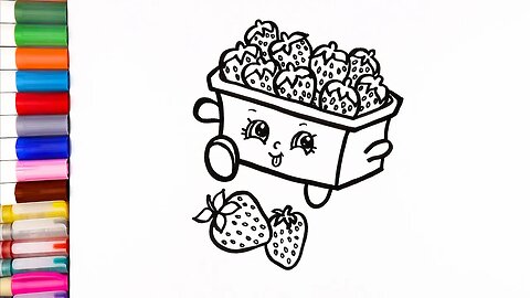 Drawing and Coloring Strawberry Box for Kids & Toddlers | Ariu Land