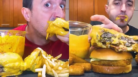 ASMR Eating SUPER CHEESY MCDONALDS vs BURGER KING * stereo mukbang * | nomnomsammieboy 먹방