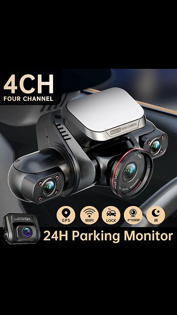 360 Dash Cam M8S 4CH HD 4*1080P for Car DVR 24H