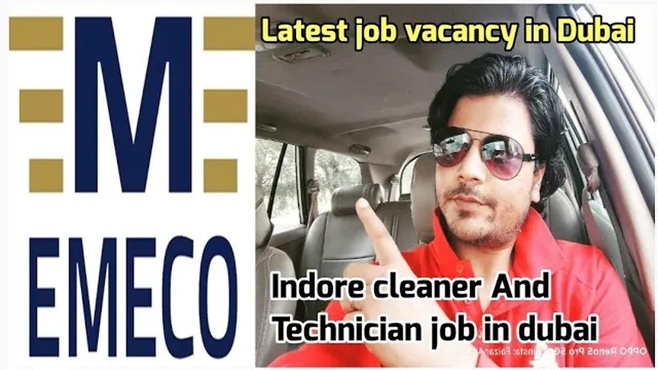 Job in dubai | urgent Requirement For emeco company in dubai | Indore cleaner Technician job dubai