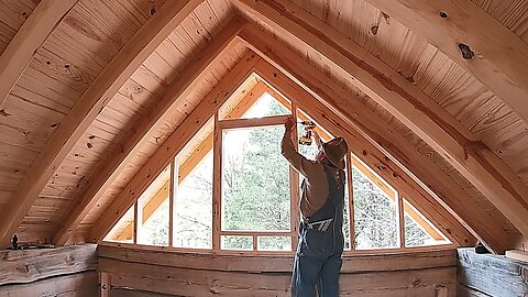 Laying Out the Gables for the Studs, Dovetail Log Cabin Build (Ep 44)