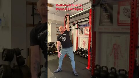 Kettlebell Snatch, Press and OH Squat Combination #masterphil #fitness #bodybellmethod