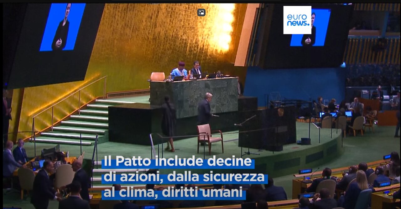 NOTIZIE DAL MONDO ONU approva il Patto per il futuro.Il patto dell'AGENDA 2030 è stato adottato all'inizio del Summit of the Future del 22-23settembre 2024 a New York.Tra i leader arrivati negli USA la premier italiana Lady Aspen Giorgia Meloni